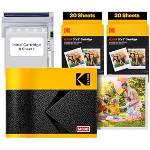 KODAK Mini 3 Era Regalo di Natale 4PASS Stampante Fotografica Portatile (7.6x7.6cm) (Fotografica Portatile + Pacchetto con 60 Fogli, Giallo)