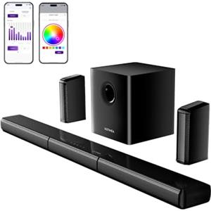 ULTIMEA Soundbar Surround Virtuale 7.1ch, Soundbar TV con Audio Immersivo e 2 Altoparlanti Surround, Luci RGB, Subwoofer da 6,5", Potenza di Picco 410W, App, HDMI, Apollo S70 Ultra