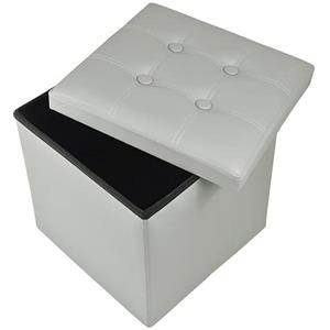 VIRSUS 1 Pouf Cubo Poggiapiedi con seduta imbottita, dimensioni 40x40x40 contenitore con capienza 40 Litri, Sgabello arredo casa in similpelle Vari colori (Grigio)
