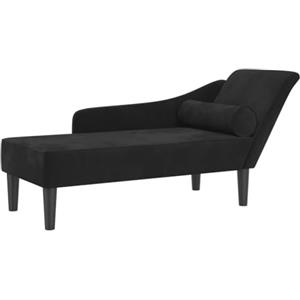 vidaXL Chaise Lounge con Cuscini Nero in Velluto, divano letto, divano imbottito, seduta da soggiorno, dormeuse, seduta da salotto, divano 2 posti