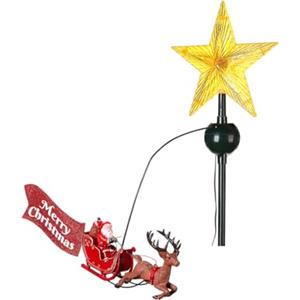 Avilia Puntale per Albero di Natale con Stella e Slitta Rotante - Ideale per Rendere Uniche le Decorazioni del tuo Albero di Natale con Illuminazione LED Interna - Resistente e Durevole 51x29x8cm