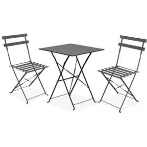 PALUPLUS Set da Bistrot 3 Pezzi, Tavolo Pieghevole QUADRATO 60x60x71 cm, 2 Sedie in Metallo 41x46x80 cm, Ideale per Balcone e Giardino, Design Elegante e Salvaspazio -7124F-15,8 (Grigio Antracite)