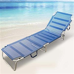 BAKAJI Lettino Prendisole Sdraio Pieghevole Salvaspazio Schienale Reclinabile Struttura in Alluminio e Tessuto Textilene Traspirante per Mare Spiaggia Piscina Relax 190 x 58 x 27 cm Blu Scuro
