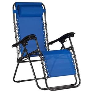 VIRSUS Sedia Gravity ''gravità zero'', poltrona relax pieghevole salvaspazio con tubi in acciaio reclinabile sedia a sdraio per piscina, lettino da spiaggia, poltrona da giardino (Blu)