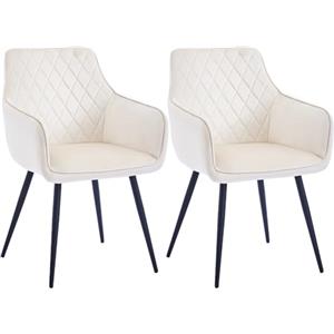 Shally Dogan Set 2 Sedie per Sala da Pranzo con Braccioli, Poltroncina Rivestimento in Velluto, Sedie Ergonomiche, Poltrona Imbottita Camera da letto, Casa, Sala d'Attesa, Soggiorno, Design Moderno (Beige)