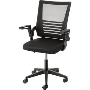 Baroni Home Sedia da Ufficio con Altezza Regolabile e Braccioli Mobili, Seduta Ergonomica, Poltrona da Ufficio e Studio Imbottita Girevole, Nera, 90x40x47 cm