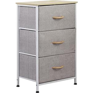 BAKAJI Cassettiera Resistente 3 Ripiani Multicolor Mobile Mobiletto Armadio Armadietto Tessuto Bicolor Robusto Multiuso Arredamento Ufficio Salvaspazio Dimensioni 75x46x30cm (Grigio Chiaro)