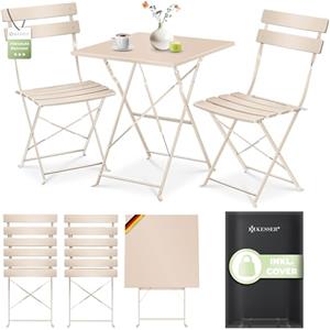 KESSER® Set da bistrò, 3 pezzi, con tavolo da bistrot e 2 sedie pieghevoli, mobili da giardino esterni, resistente ai raggi UV e alle intemperie, set da balcone