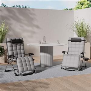 KESSER® Lettino Sdraio Pieghevole con portabicchieri Sedia da Giardino con Cuscino, Extra Large con Schienale Regolabile