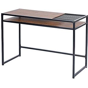 BAKAJI Scrivania Salvaspazio, Tavolo da Lavoro Porta Pc Computer Piano in Legno MDF con Struttura in Metallo e Rastrelliera Porta Documenti Casa Ufficio Design Moderno Industriale 110 x 47 x H75 cm