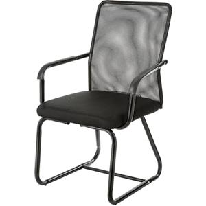 Baroni Home Sedia da Ufficio con Seduta Ergonomica e Schienale in Tela Traspirante, Braccioli e Struttura in Ferro, Poltrona a Sbalzo per Conferenze, Portata 130 Kg, Nera, 47x60x92 cm