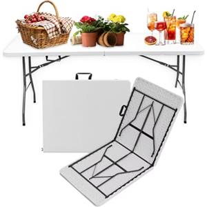 Zendea - Tavolo da Giardino Salvaspazio 180x70x74 cm - Tavolo Pieghevole Portatile con Blocco di Sicurezza e Superficie in Resina PP per 6 Persone - Arredo Esterno per Balcone o Terrazzo