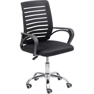 Baroni Home Sedia da Ufficio con Schienale a Lisca, Altezza Regolabile e Braccioli, Seduta Ergonomica, Poltrona da Ufficio e Studio Imbottita Girevole, Nera, 61x50x98 cm