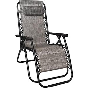 VIRSUS Sedia Gravity ''gravità zero'', poltrona relax pieghevole salvaspazio con tubi in acciaio reclinabile sedia a sdraio per piscina, lettino da spiaggia, poltrona da giardino (Grigio)
