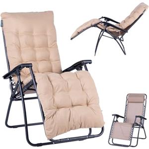 Shally Dogan Sedia Gravità Zero da Giardino, Sdraio per Esterni Pieghevole Salvaspazio Struttura Tubolare in Metallo Reclinabile, Seduta in Textilene Mare, Spiaggia (Beige)