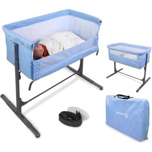 Mobiclinic® kids, Culla da affiancare, Neonato, 2 in 1, Moon, Cinghie di fissaggio al letto, Regolabile 5 altezze, Borsa trasporto, Ruote, Rete traspirante, Angolo, Base imbottita
