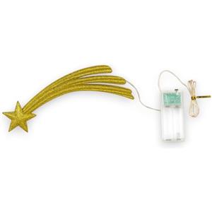 Generico Stella COMETA Oro 19 CM Glitter PRESEPE con LUCI Fissa O INTERMITTENTE Luce Calda Decorazione AMBIENTAZIONI Natale Alimentazione BATTERIE