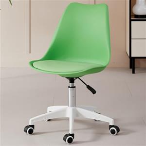 Shally Dogan Sedia da Scrivania in Polipropilene con 5 Ruote Girevoli 360°, Poltrona Ergonomica con Seduta Imbottita in Schiuma Altissima Densità, Ideale per Cameretta, Ufficio, Casa (Full Verde)