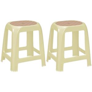 VIRSUS 2 Sgabelli da bagno in plastica 7348, misura 31x27x46 cm, sgabellino Multiuso per bambini e adulti per cucina, cameretta, Vari colori (beige e marrone)