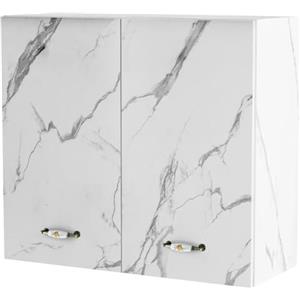 Shally Dogan Pensile Scolapiatti con Vassoio Salvagoccia da Cucina, Mobile a Parete in Legno Resistente, Armadio Sospeso con Due Ante e Due Ripiani, Dimensioni 80 x 32 x 72H cm (Marmo)