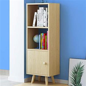 BAKAJI Mobile Libreria 2 Ripiani + Mobiletto con Anta Scaffale Struttura in Legno MDF Design Moderno Scandinavo Dimensione 132 x 30 x 33 cm Arredamento Casa (Quercia)