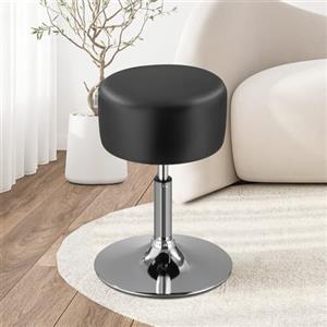 BAKAJI Sgabello Make Up per Toeletta Trucco Design Rotondo, Struttura Robusta Girevole a 360° Regolabile Altezza, Seduta Comoda e Imbottitura Alta Densità Ergonomica, Sedia Rivestimento Pelle (Nero)