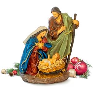 Avilia Statuine Natività in Resina Resistente 24,5x29,5cm - Personaggi Presepe Artigianali con Sacra Famiglia Ideale per Addobbare il tuo Presepe o Capanna di Natale - Ottimo Anche Come Idea Regalo