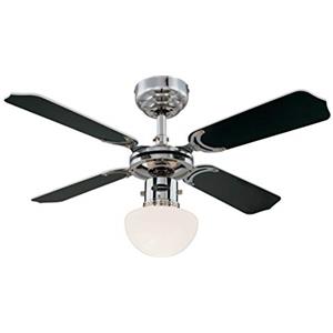 Westinghouse Lighting Portland Ambiance - Ventilatore da soffitto con illuminazione, metallo, finitura cromata con pale reversibili bianche / nere