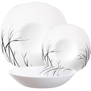 Wintem Set Piatti 18 Pezzi Quadrati - Servizio Tavola Elegante in Porcellana con Decorazione Gracilis - Design Moderno e Raffinato