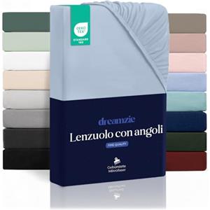 Dreamzie Lenzuolo con Angoli Matrimoniale 160x200 cm - Altezza Materasso fino a 33 cm- 100% Microfibra - Blu - Certificato Oeko TEX, Lenzuola Letto con Angoli ed Elastico