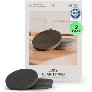 LUCY® 3x Filtri Clarity Pad per Caraffa Filtrante LUCY® - Filtro Depuratore Acqua, Carboni Attivi - Purificatore acqua per la rimozione di cloro, inquinanti vari e metalli pesanti