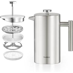 Blumtal French Press Caffe 600ml (3 Tazze), Caffettiera Francese Pressa, Caffettiera con Filtri in Acciaio