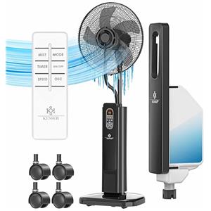 KESSER® Ventilatore da terra Frosty con acqua, nebulizzazione a ultrasuoni, raffreddamento ad acqua, telecomando incluso, funzione timer, umidificatore silenzioso, funzione nebulizzazione