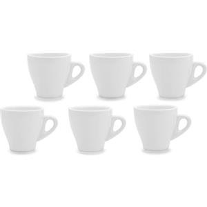 PALUPLUS Set 6 Tazzine Caffè in Porcellana da 80 ml, Tazze da Espresso con manico, Lavabili in Lavastoviglie, adatte per Microonde, Colore Bianco -208F