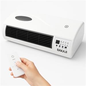 STAKMANN Termoventilatore Ceramico Elettrico a parete Montaggio a muro con Telecomando 2 Livelli di Potenza Selezionabili 1000W / 2000W, Display LED e Funzione Timer 24H e Funzione Ventilatore,Bianco