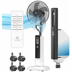 KESSER® Ventilatore da terra Frosty con acqua, nebulizzazione a ultrasuoni, raffreddamento ad acqua, telecomando incluso, funzione timer, umidificatore silenzioso, funzione nebulizzazione