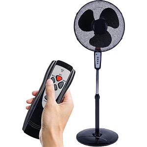 BAKAJI Ventilatore a Colonna Piantana Potenza 50W Diametro Pale 40cm 3 Velocità Selezionabili Funzione Timer Altezza regolabile Oscillazione Orizzontale e Telecomando x Controllo a Distanza (Nero)