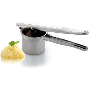 Virsus Schiacciapatate in acciaio inox 18/10, bicchiere con fori diametro 2,5 mm, passapatate manuale antiruggine lavabile in lavastoviglie per purè di patate, castagne, verdure, Made in Italy