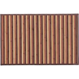 VIRSUS Tappeto da Cucina in Bambù 89009, Misura 60x90 cm, Tappetini in Legno bamboo naturale, Stuoia Impermeabile Antiscivolo Antimacchia, Passatoia per Cucina e Bagno (Marrone a Strisce)