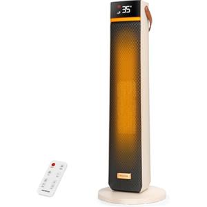 Aigostar AuroWarm, 2000W Termoventilatore, Stufetta Elettrica Basso Consumo con Tecnologia Ceramica, Modalità ECO, Oscillazione 45°, Telecomando e 24H Timer, Termostato Ambiente, Casa, Ufficio, Bagno