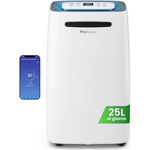 Pro Breeze Deumidificatore 25 l in 24 ore di potenza di deumidificazione - Dimensioni stanza circa 195 m³ (~ 30 m²) - con 4 modalità di funzionamento, display digitale, tubo di scarico, asciugatura