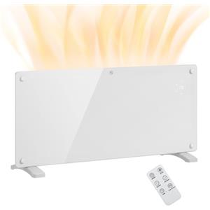 HOMCOM Stufa Elettrica Basso Consumo, 2000W Silenzioso Termoconvettore Elettrica da Parete e Terra, Termosifone Elettrico con Termostato, Timer 24h/Settimanale, Display LED e Telecomando, Bianco