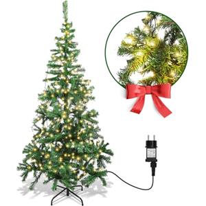 Aigostar Albero di Natale Artificiale da 150 CM,con Catena di Luci LED da 13 M,200 LED Bianco Caldo,8 Modalità di Illuminazione,280 Rami,Colore Verde,Include Supporto in Metallo.