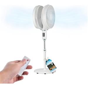 Wintem - Ventilatore a Piantana Doppia Esposizione 50W con 12 Velocità e Timer 15 Ore, Telecomando Incluso, Oscillazione 45°/90°, Altezza Regolabile, Silenzioso per Casa e Ufficio