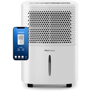 Pro Breeze® 12 l/giorno deumidificatore con sensore automatico di umidità e display, timer 24 ore, asciugatura, drenaggio continuo (bianco, 12 litri)