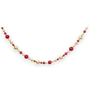 KORAT Ghirlanda Natalizia 170 cm con Palline Decorative Lucide Catena di Sfere Natalizie in Plastica 3 Colori Disponibili Decorazione per Albero di Natale, Camino, Tavolo (Oro e Rosso)