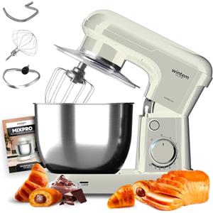 Avilia - Planetaria Silenziosa Multifunzione 1500W con Ricettario e Accessori Inclusi, Ideale per Impasti Dolci e Salati, Mixer con 10 Velocità e Funzione Pulse, Ciotola Acciaio 5L (Crema)