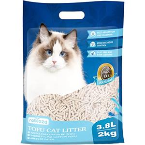 Nobleza Lettiera per Gatti 3.8 Litri~2 kg, Sabbia Lettiera Gatto Agglomerante Biodegradabile e Vegetale, Extra Assorbente, Esente da polveri Dannose, Antiodore