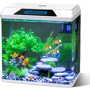 Nobleza - 30L Piccolo Acquario Completo con Illuminazione a LED e Sistema di Filtraggio Integrato, Bianco, Vasche per Pesci