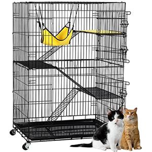 Yaheetech Gabbia per Gatti Criceti da Interno Esterno Gattini Animali Domestici Grande in Metallo a 4 Livelli